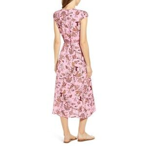 Love, Fire Nordstrom Chic V-Neck Midi Wrap Dress Pink Floral Paisley XS Junior